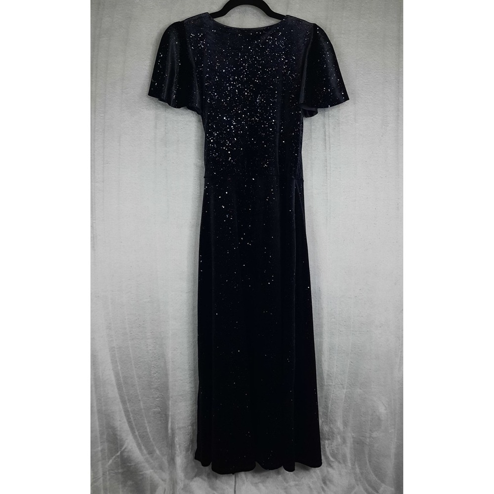 BlackMilk All That Glitters Black Velvet Wrap Midaxi Dress Small Whimsigoth Vamp - Picture 9 of 16